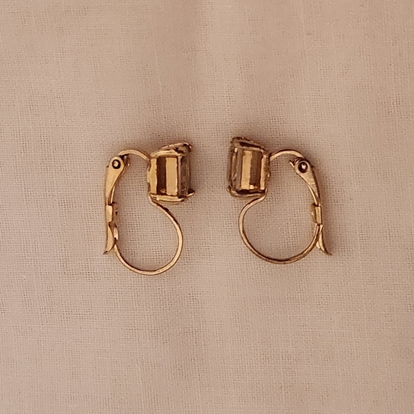 Pink Emerald Cut Hinged Earrings - Picture 2 of 11